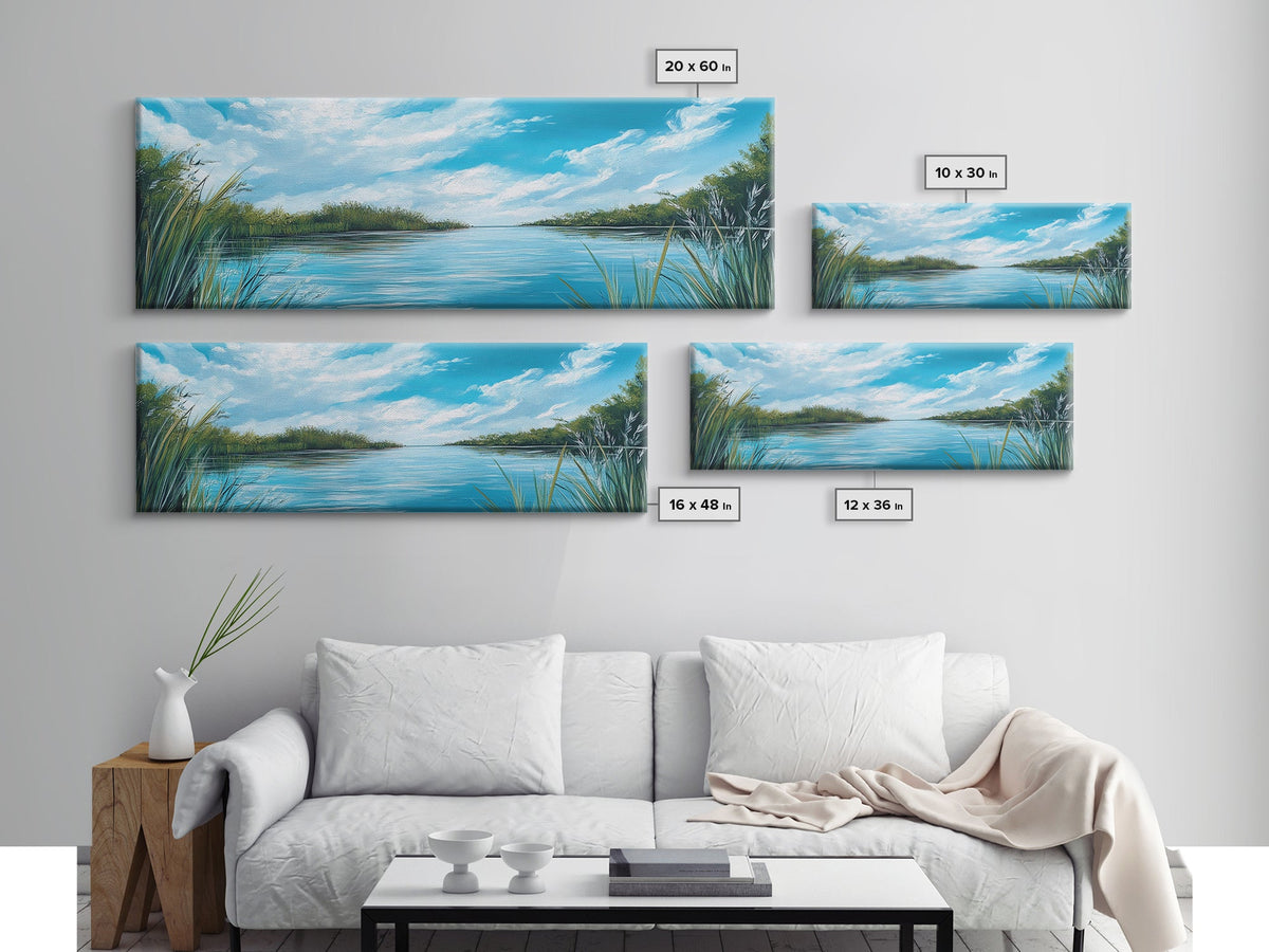 Tranquil River Landscape Art, Serene Water Painting, Nature Wall Decor, Blue Green Home Decor, Modern Office Wall Art | | Wiccan Center