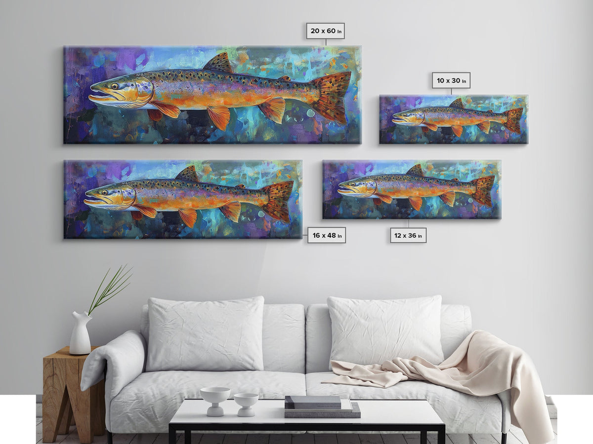 Colorful Trout Fishing Art, Rustic Cabin Decor, Wildlife Wall Art, Fish Painting, Outdoor Enthusiast Gift, Lodge Wall Decor