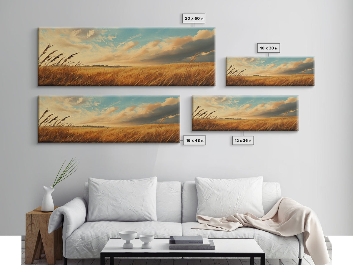Golden Fields, Autumn Wind Art, Rustic Country Landscape, Farmhouse Home Decor, Living Room Art, Canvas Print, Framed Canvas Print | | Wiccan Center