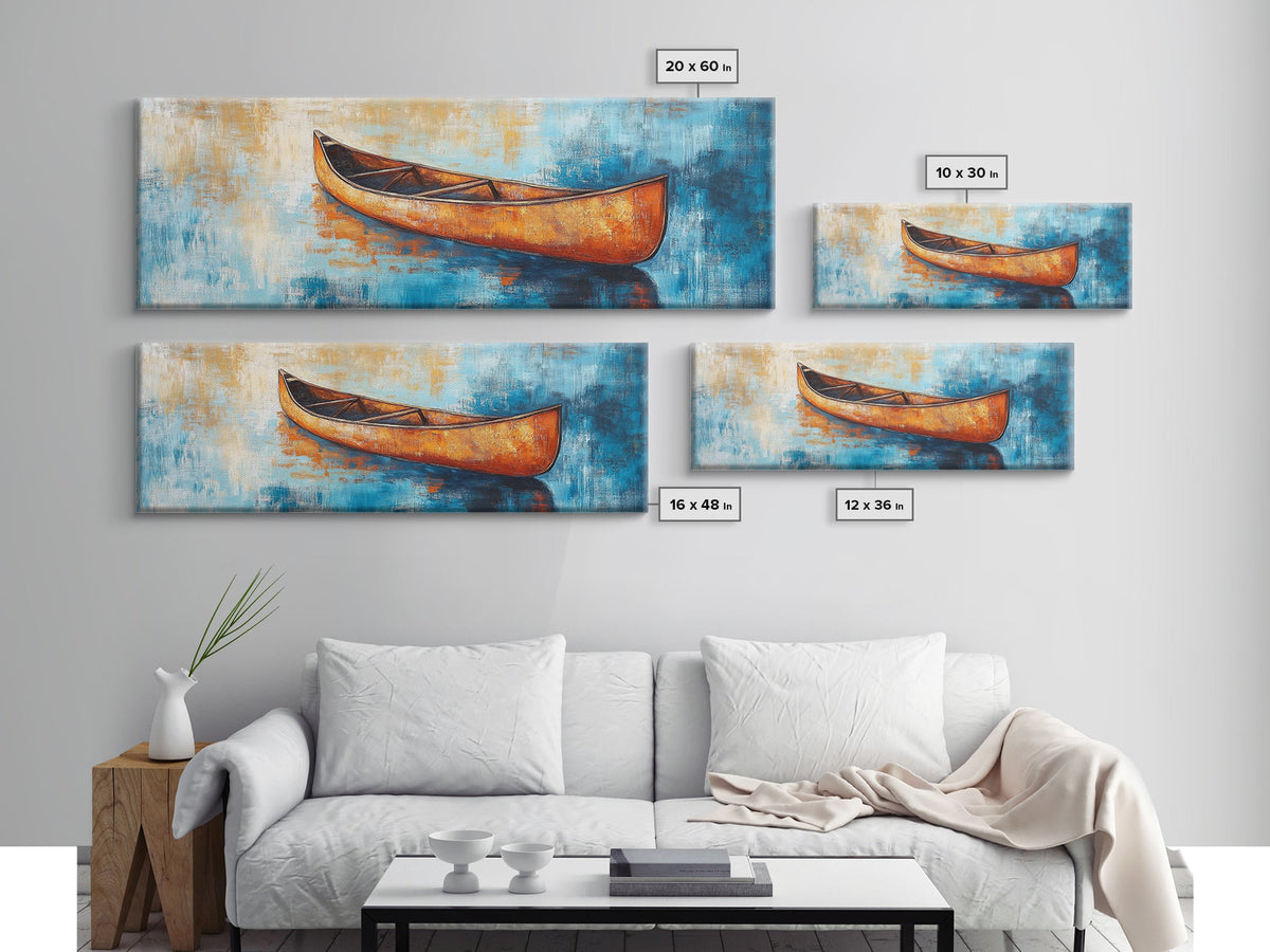 Rustic Canoe Reflection Canvas Print Lake House Wall Art Tranquil Watercolor Boat Painting Vintage Cabin Decor Nature Gift | | Wiccan Center