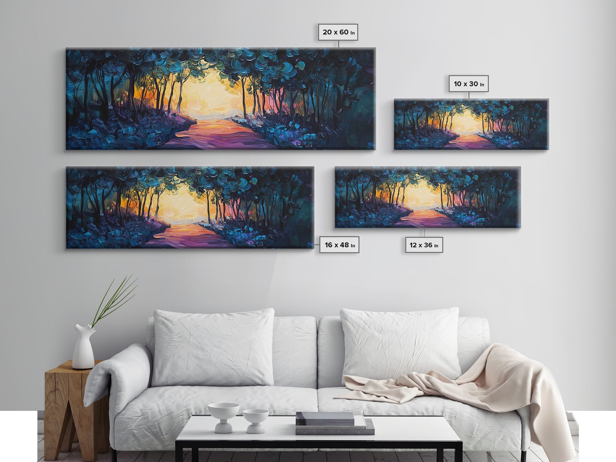 Enchanted Forest, Magical Nature Scene, Sunset Pathway Art, Mystical Landscape, Dreamy Wall Decor, Framed Canvas Print
