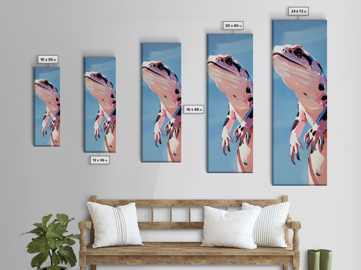 Frog Portrait, Whimsical Animal Art, Nature Wall Decor, Modern Minimalist Illustration, Playful Aesthetic, Kids Room Art, Canvas Print