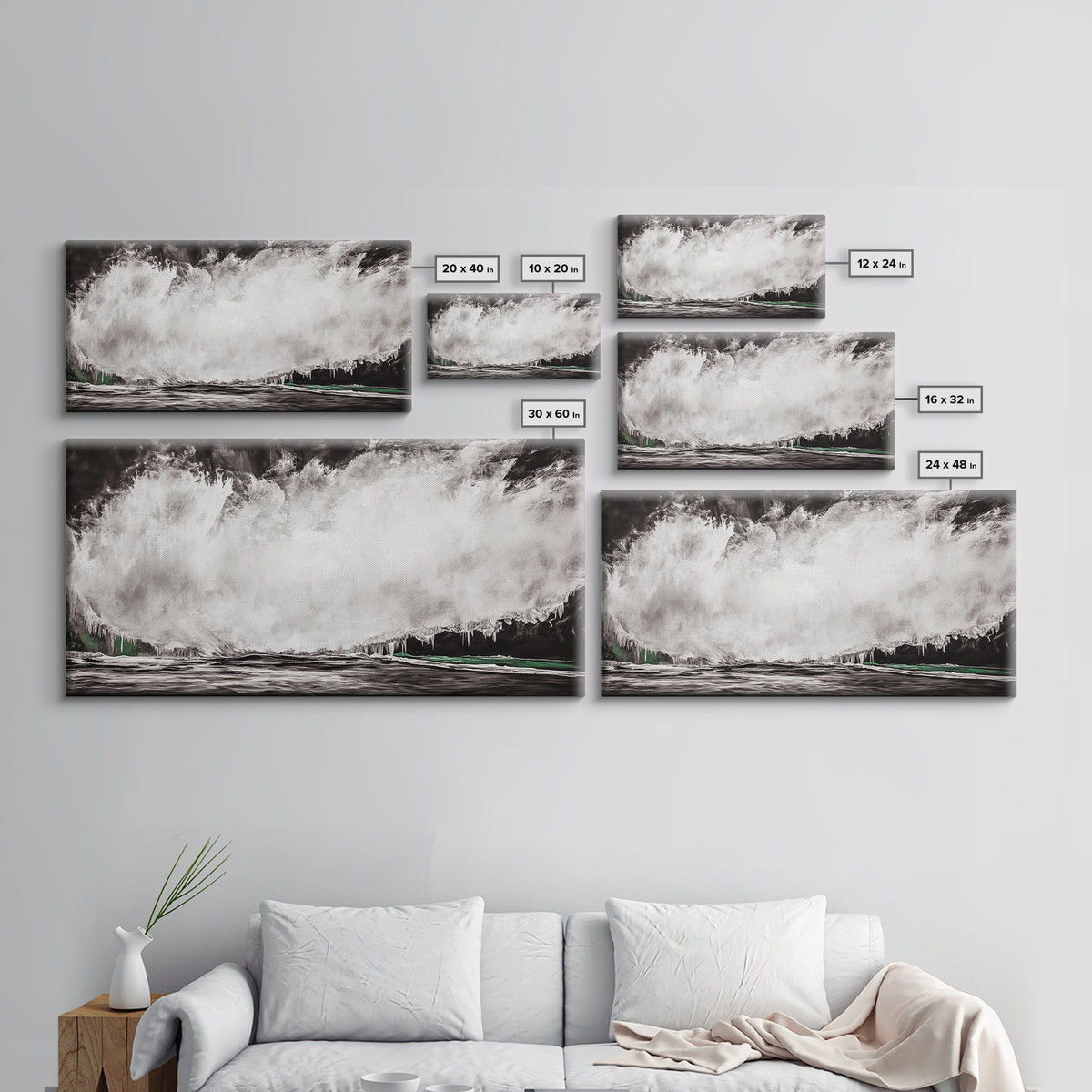 Abstract Waterfall Art, Black and White Canvas Print, Modern Wall Decor, Nature Inspired Artwork, Living Room Art, Minimalist Painting | | Wiccan Center
