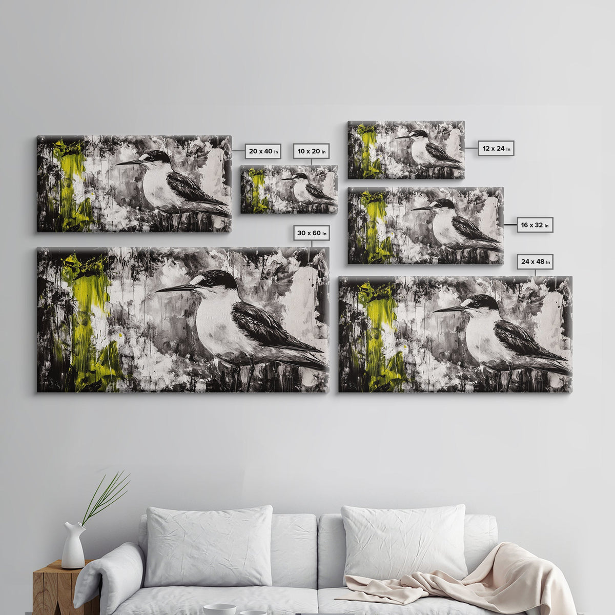 Black and White Bird, Modern Abstract, Minimalist Art, Canvas Print, Nature Wall Art, Office Wall Art, Boho Aesthetic Decor