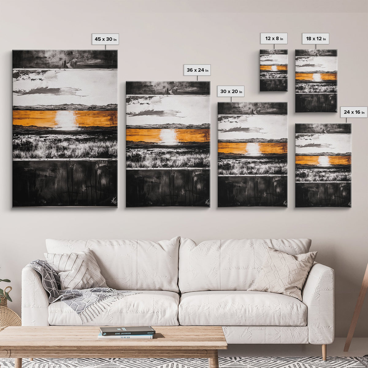 Abstract Horizon, Golden Light, Modern Landscape, Framed Canvas Print, Minimalist Wall Art, Office Decor, Contemporary Sunset, Fall Vibes | | Wiccan Center