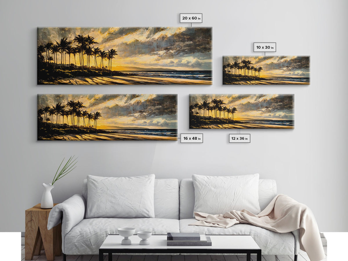 Golden Beach Sunset, Coastal Wall Art, Framed Canvas Print, Tropical Home Decor, Relaxing Seascape, Living Room Wall Art, Ocean Sunset Art | | Wiccan Center