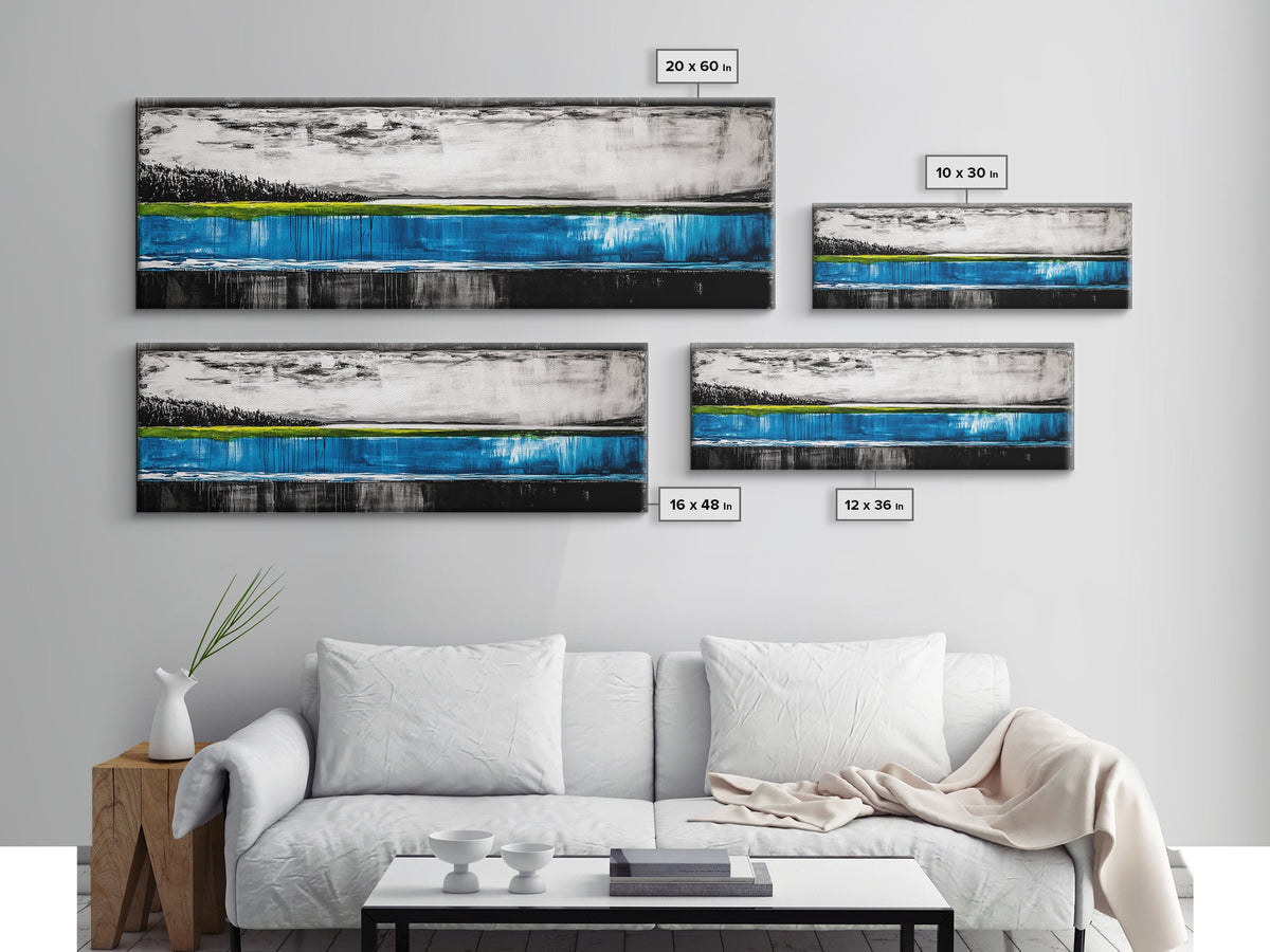 Lake Reflection, Blue Water Art, Minimalist Landscape, Nature Serenity, Monochrome Sky, Peaceful Home Decor, Canvas Print | | Wiccan Center