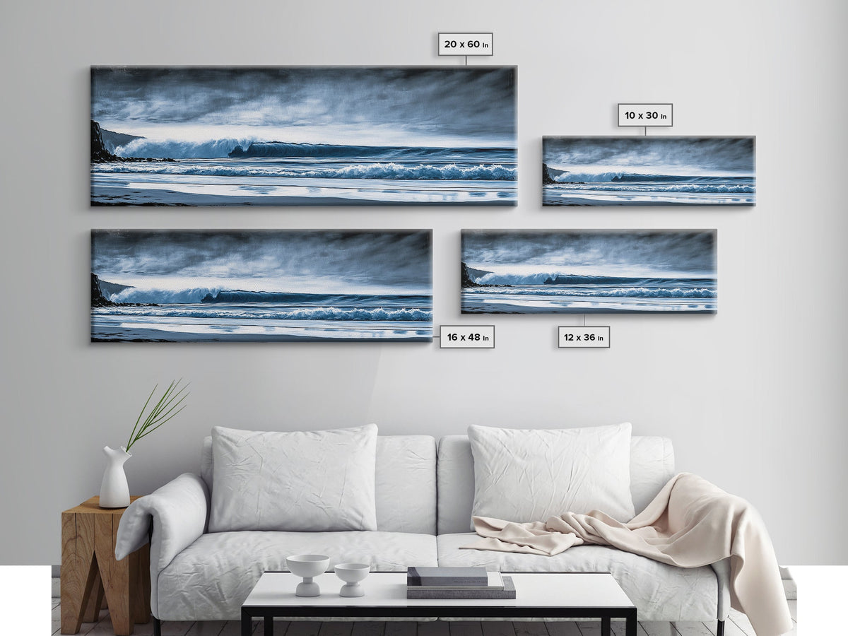 Ocean Wave, Moody Seascape, Blue Water Art, Stormy Sky, Coastal Home Accent, Surfer Decor, Minimalist Wall Art, Canvas Print | | Wiccan Center