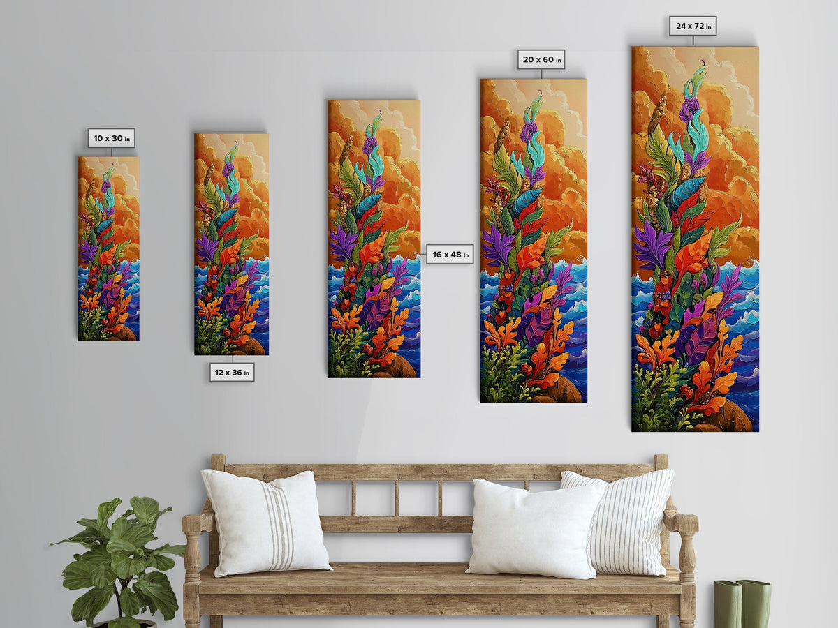 Seaweed Ocean, Abstract, Framed Canvas Print, Vibrant Coastal Kitchen Wall Art, Ocean Inspired Boho Decor, Underwater Garden Style | | Wiccan Center