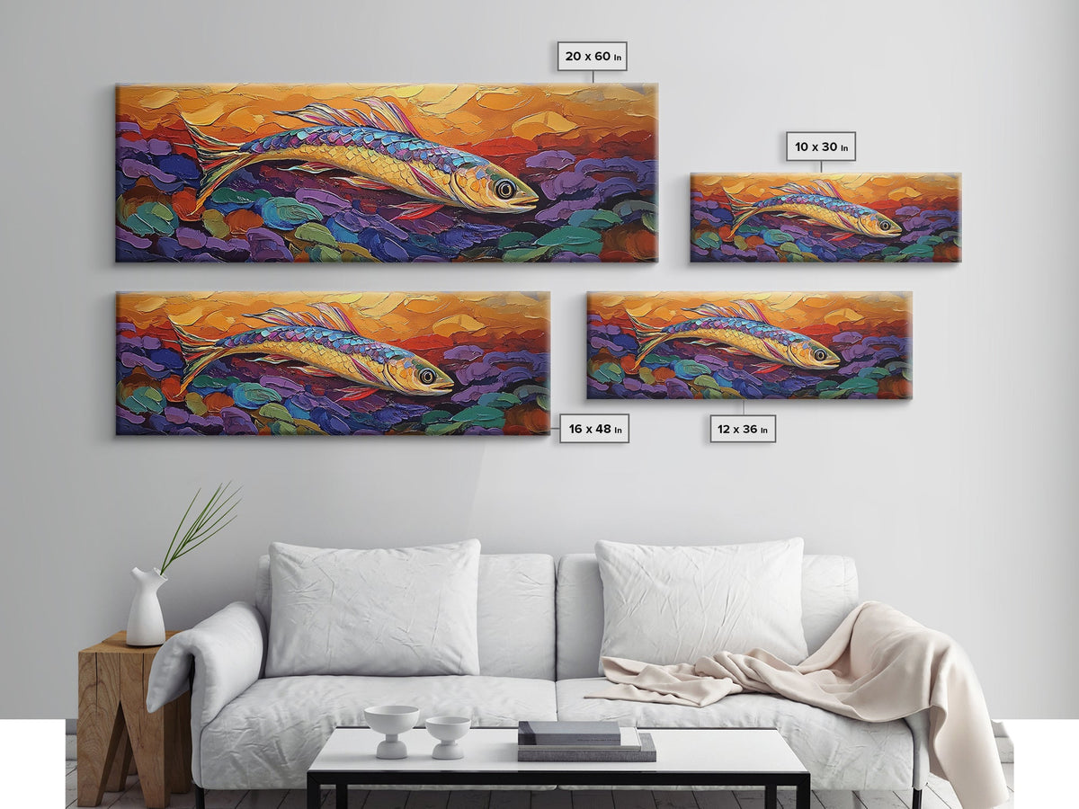 Colorful Fish Painting, Vibrant Sea Life, Abstract Ocean Creature, Marine Fantasy Style, Framed Canvas Print, Kids Room Underwater Art | | Wiccan Center