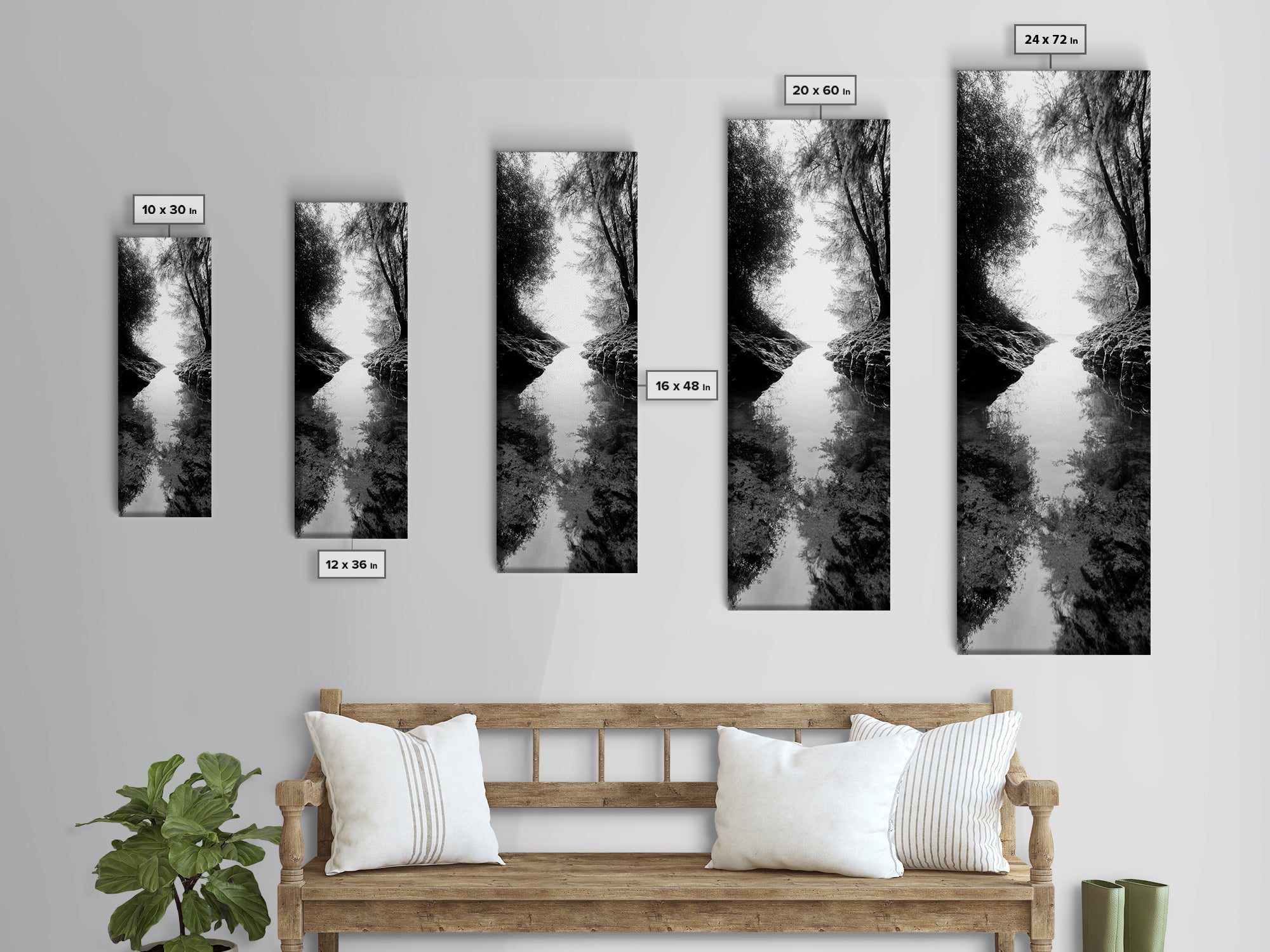 Secret Pathway, Forest Creek, Hidden Escape, Canvas Print, Magical Woodland Art, Hallway or Entryway Mystical Nature Decor, Bathroom Art