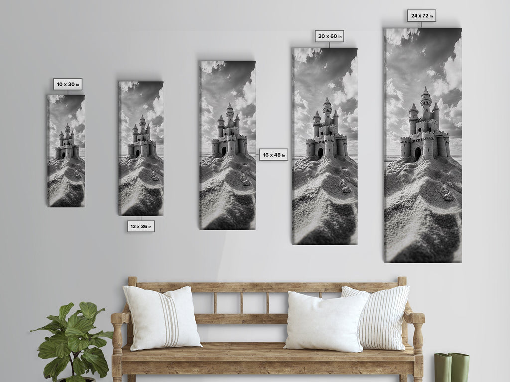 Sandcastle Fantasy, Beach Dream Print, Whimsical Coastal Decor, Kids Room or Nursery Art, Framed Canvas Print, Fairytale Vibe | | Wiccan Center