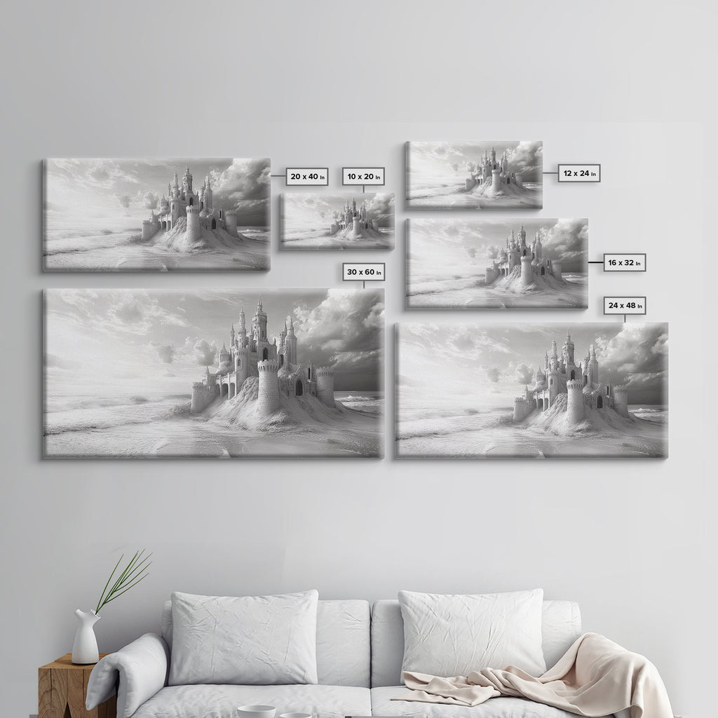 Sandcastle Fortress, Dreamy Seaside Castle, Fairytale Fantasy Art, Ocean Kingdom, Framed Canvas Print, Kids Room Wall Art, Bedroom Wall Art | | Wiccan Center