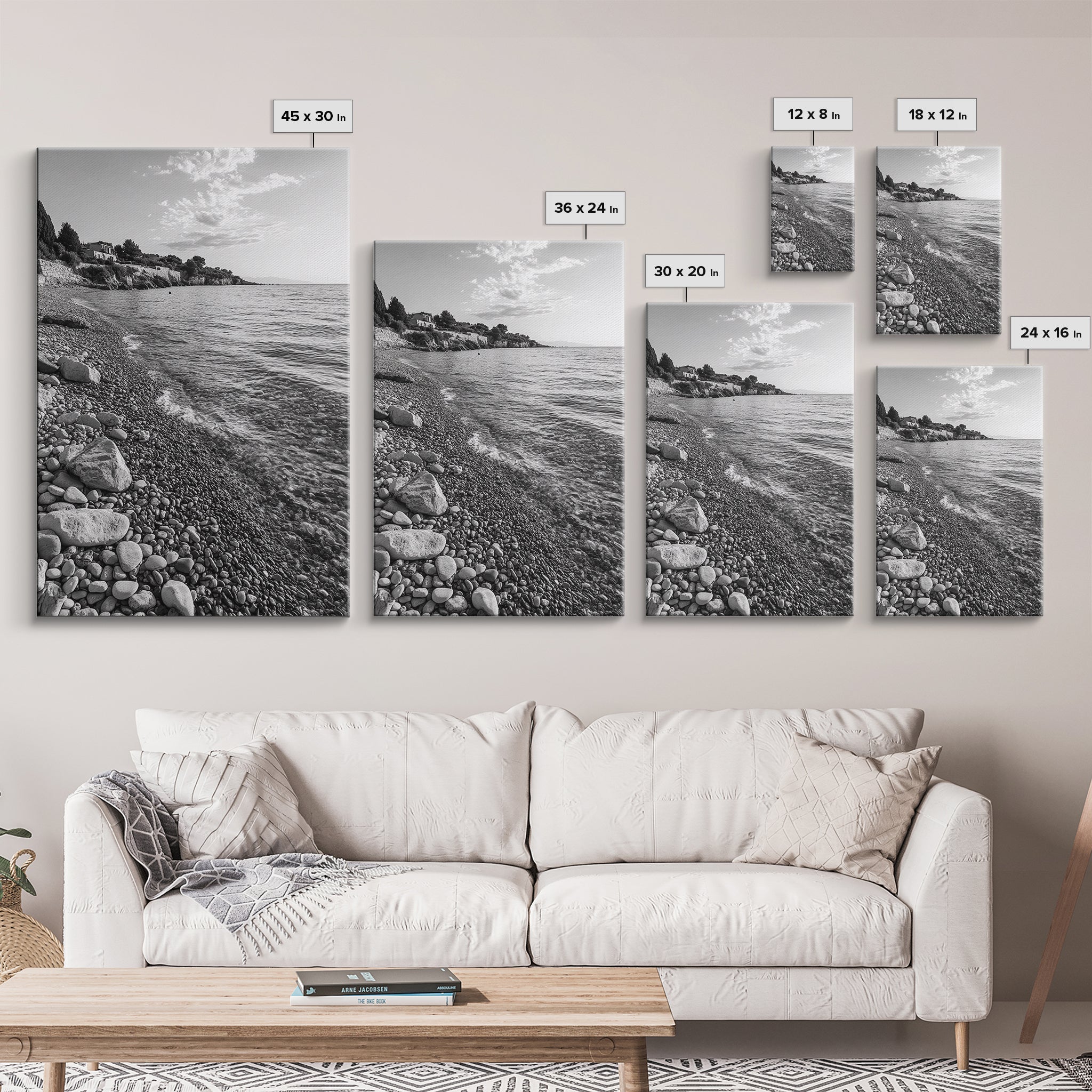 Pebble Beach, Tranquil Coastline, Coastal Stones, Sunrise Shore, Canvas Print, Bathroom Wall Art, Ocean Photography, Beach House Decor | | Wiccan Center