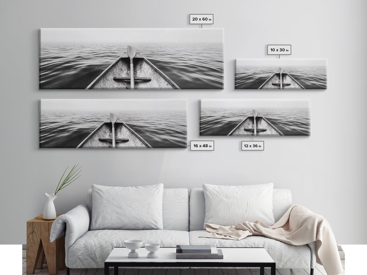 Canoe View, Open Water, Ocean Drift, Paddleboat Scene, Canvas Print, adventure wall art, rustic lake house decor, minimalist travel photo | | Wiccan Center