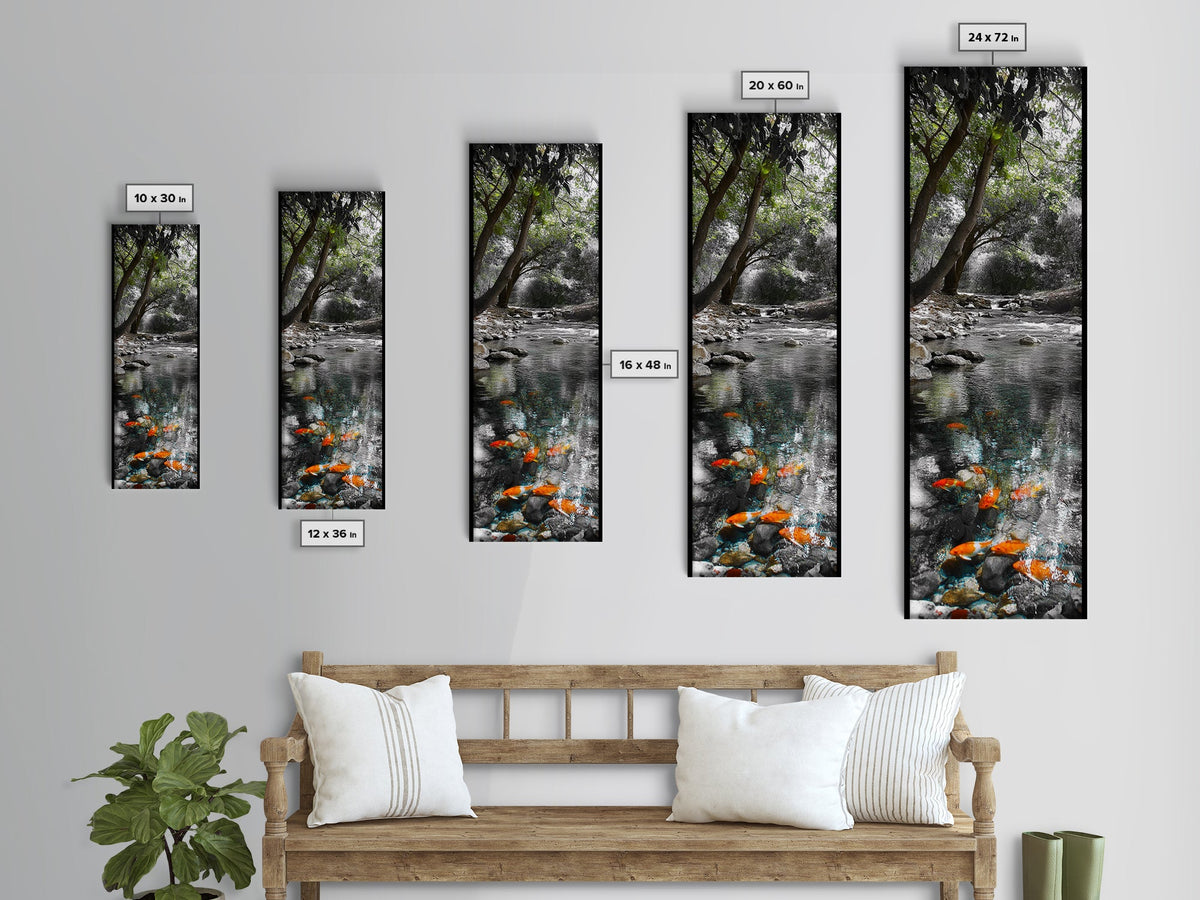 Koi Pond, Peaceful Water, Zen Garden Vibes, Orange Fish, Reflective Nature, Framed Canvas Print, Serene Bedroom Wall Art, Living Room Art | | Wiccan Center
