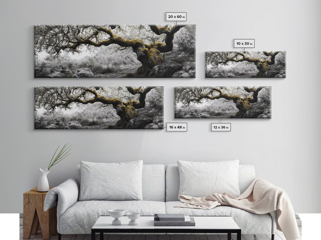 Twisted Oak, Mossy Branches, Forest Giant, Canvas Print, enchanted woodland art, fantasy living room decor, fairytale vibe | | Wiccan Center
