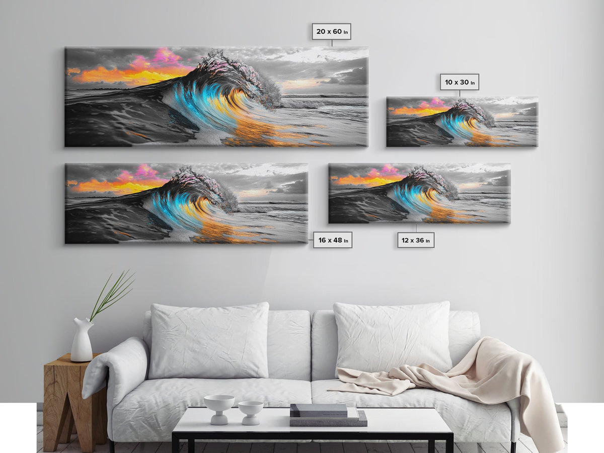 Wave Photography, Color Splash, Sunset Sea, Surf Art, Framed Canvas Print, Beach House Decor, Coastal Vibes, Modern Ocean Wall Art | | Wiccan Center