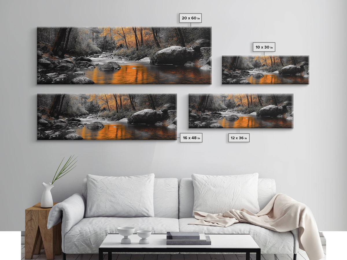 Autumn River Scene, Fall Forest Landscape, Tranquil Waters, Framed Canvas Print, Rustic Wall Art, Cabin Decor, Moody Photography | | Wiccan Center