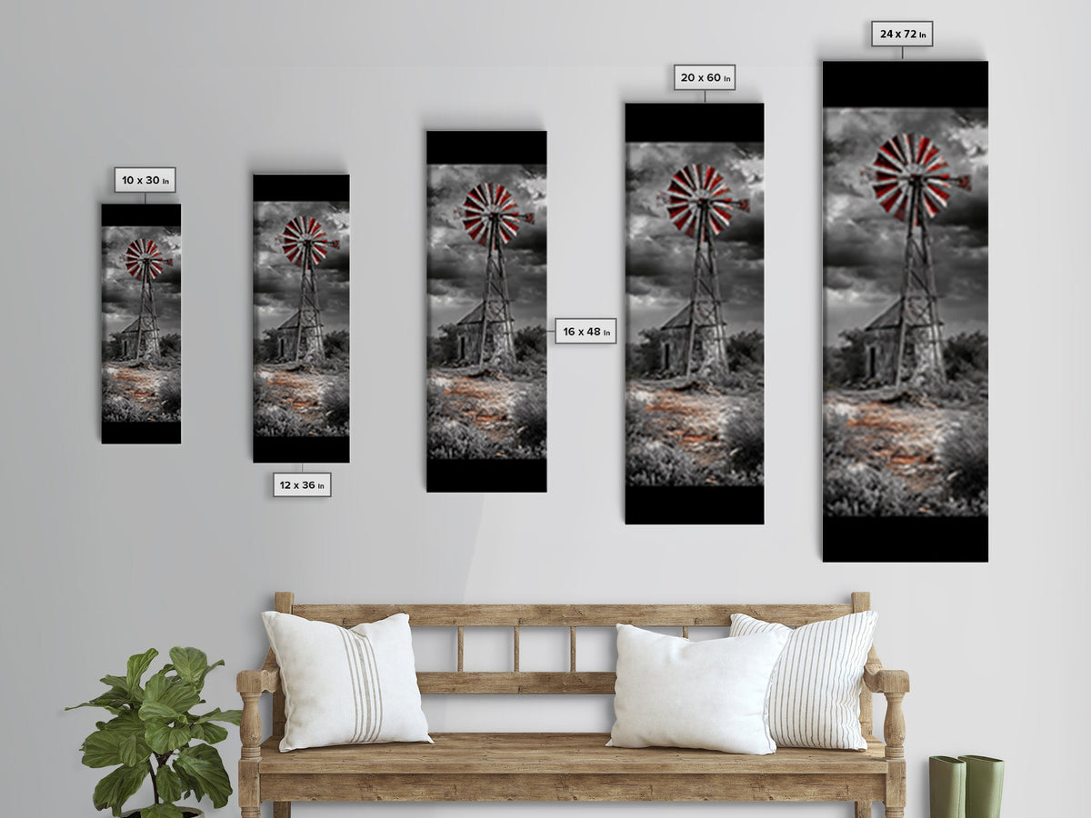 Western Windmill Art, Canvas Print, rustic décor, windmill wall art, farmhouse art, extra wide art, Joshua tree art, southwest wall art | | Wiccan Center