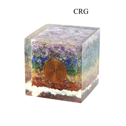 7 Stone Chip Orgonite Cubes (1 Piece) Size 2 Inches Crystal Gemstone Shapes | 7 Stone | Wiccan Center