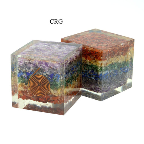 7 Stone Chip Orgonite Cubes (1 Piece) Size 2 Inches Crystal Gemstone Shapes | 7 Stone | Wiccan Center