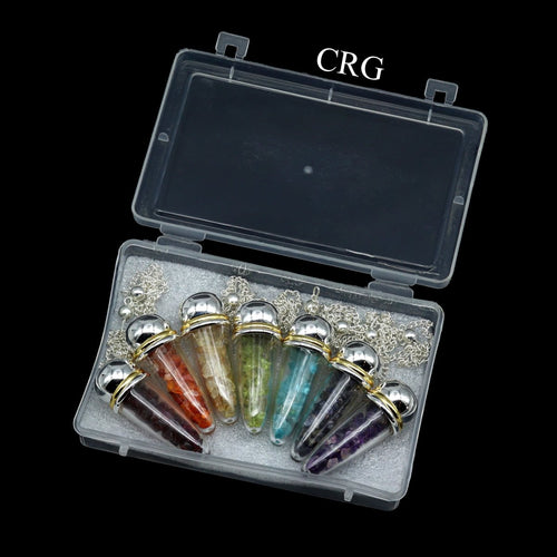 7 Stone Decorative Pendulums (7 Pieces) Size 1.5 Inches Crystal Gemstone Chip Charms | 7 Stone | Wiccan Center