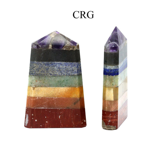 7 Stone Flat Point (1 Piece) Size 4 Inches Multicolored Crystal Gemstone Tower | 7 Stone | Wiccan Center