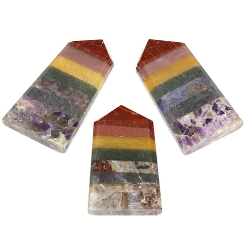 7 Stone Flat Point (1 Piece) Size 4 Inches Multicolored Crystal Gemstone Tower | 7 Stone | Wiccan Center