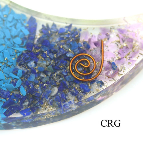 7 Stone Orgonite Crescent Moon (1 Piece) Size 5 Inches Crystal Gemstone Decor | 7 Stone | Wiccan Center