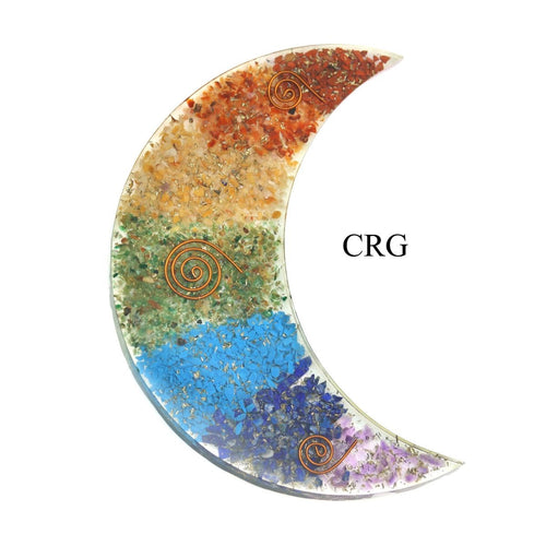 7 Stone Orgonite Crescent Moon (1 Piece) Size 5 Inches Crystal Gemstone Decor | 7 Stone | Wiccan Center