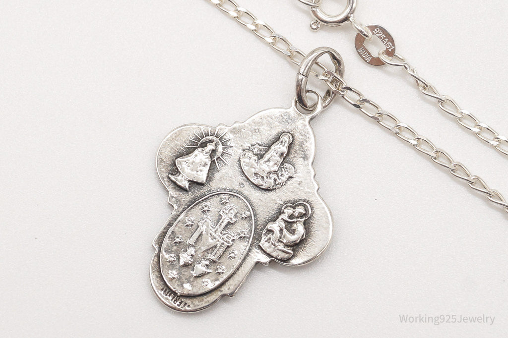 Antique Mary Pray For Us Sterling Silver Necklace | Jewelry > Necklaces > Pendants | Wiccan Center