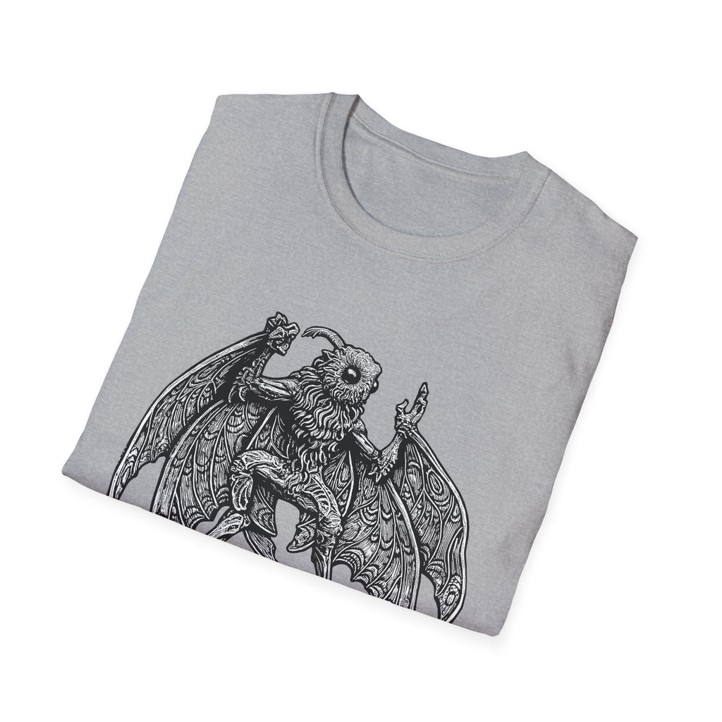 Mothman Shirt | Gothic Cryptid T-Shirt by Dellamorte | Appalachian Folklore Tee | Paranormal Creature Dark Halloween Art Apparel