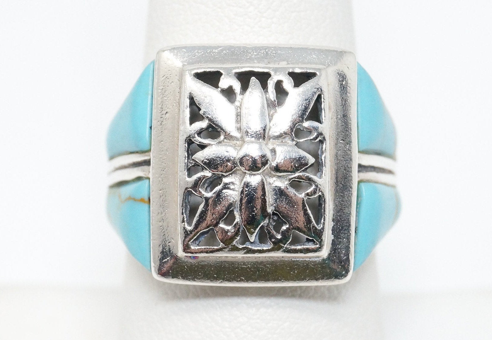 Vintage Thai Designer Turquoise Sterling Silver Ring SZ 7.75 | Jewelry > Rings | Wiccan Center