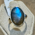 Labradorite Oval Sleek-Band Ring – Sterling Silver – Size 7 | Rings | Wiccan Center