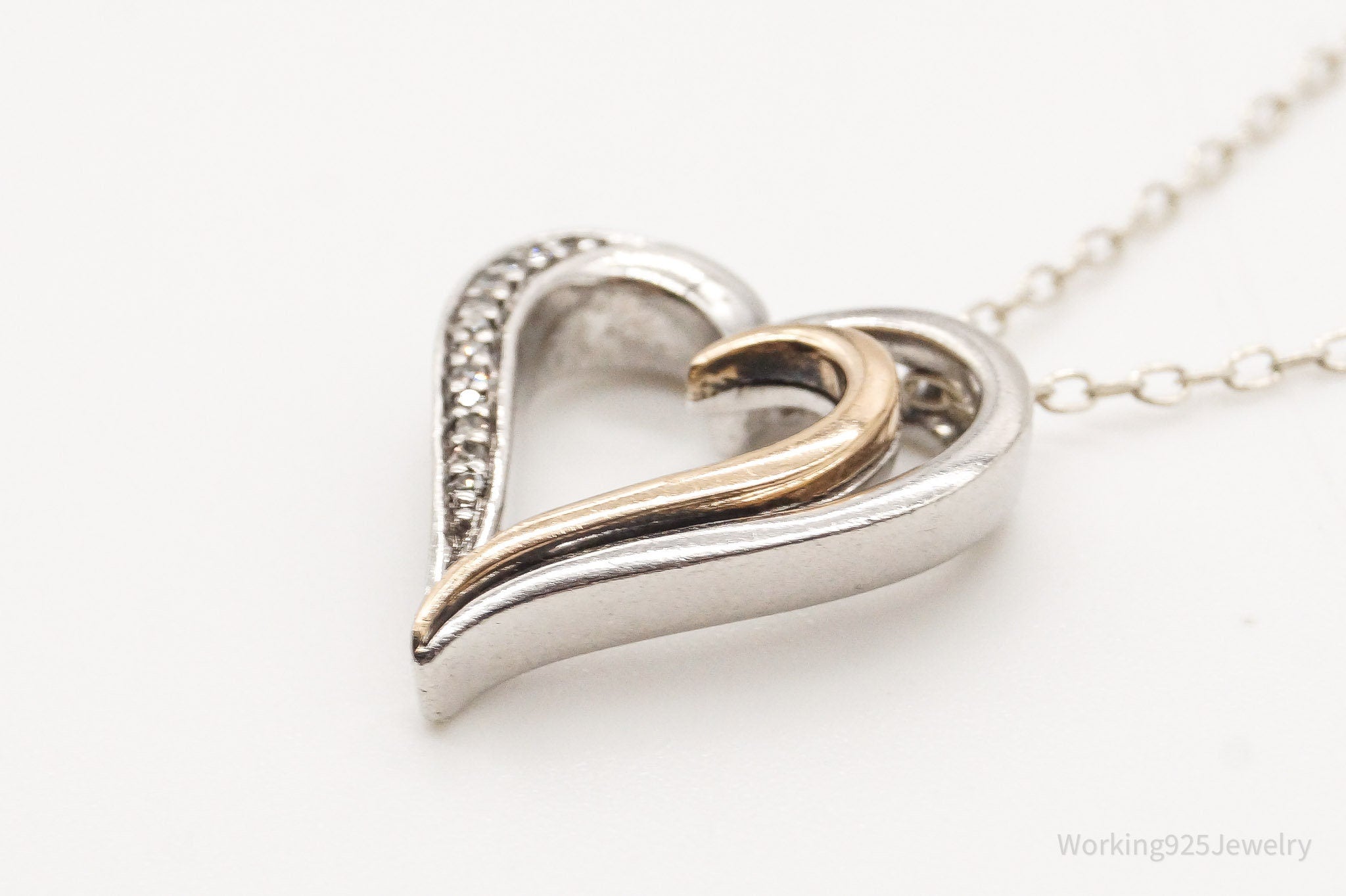 Vintage Designer JWBR Diamond Heart 10K Gold Sterling Silver Chain Necklace | Jewelry > Necklaces > Pendants | Wiccan Center