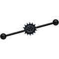 14G Black Gem Black Oval Gothic Sunburst Industrial Barbell 38mm | Body Candy | Wiccan Center
