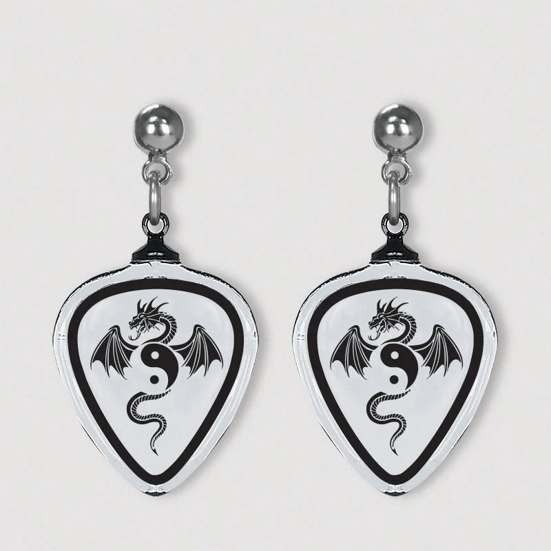 Glass Dragon Guitar Pick Earrrings