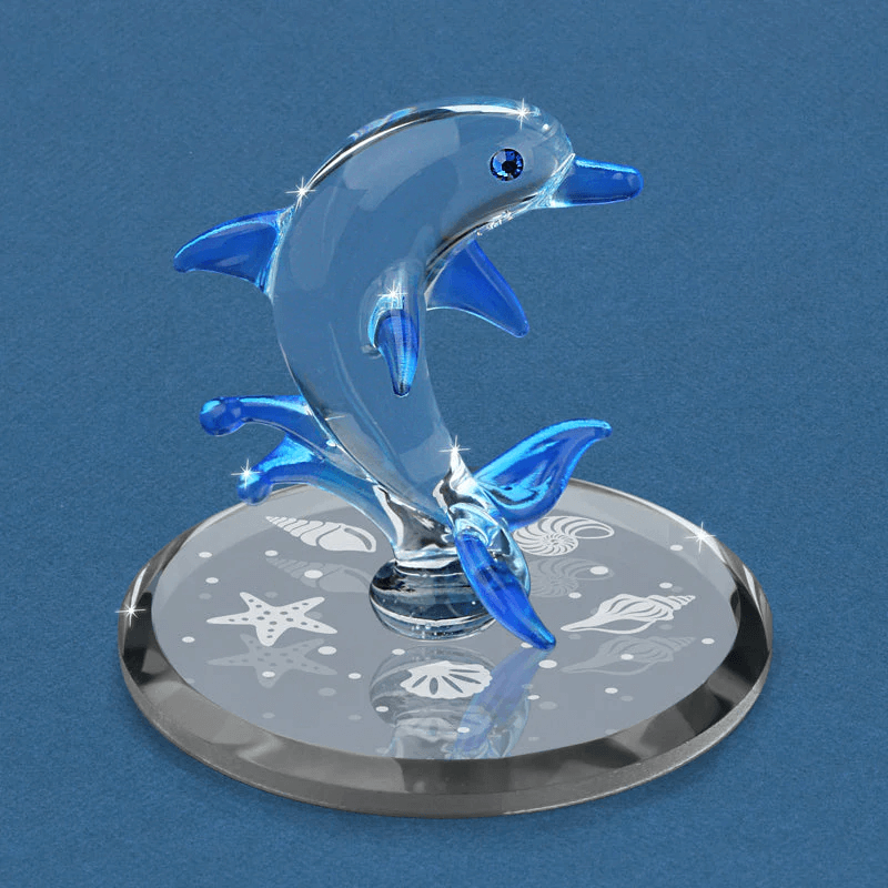 Glass Splashing Dolphin Figurine