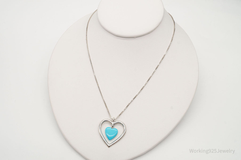Vintage Blue Turquoise Heart Sterling Silver Necklace | Jewelry > Necklaces > Pendants | Wiccan Center