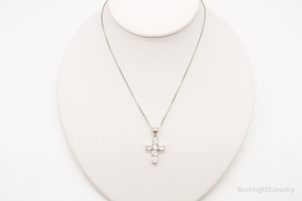 Vintage Cubic Zirconia Cross Sterling Silver Necklace | Jewelry > Necklaces > Pendants | Wiccan Center