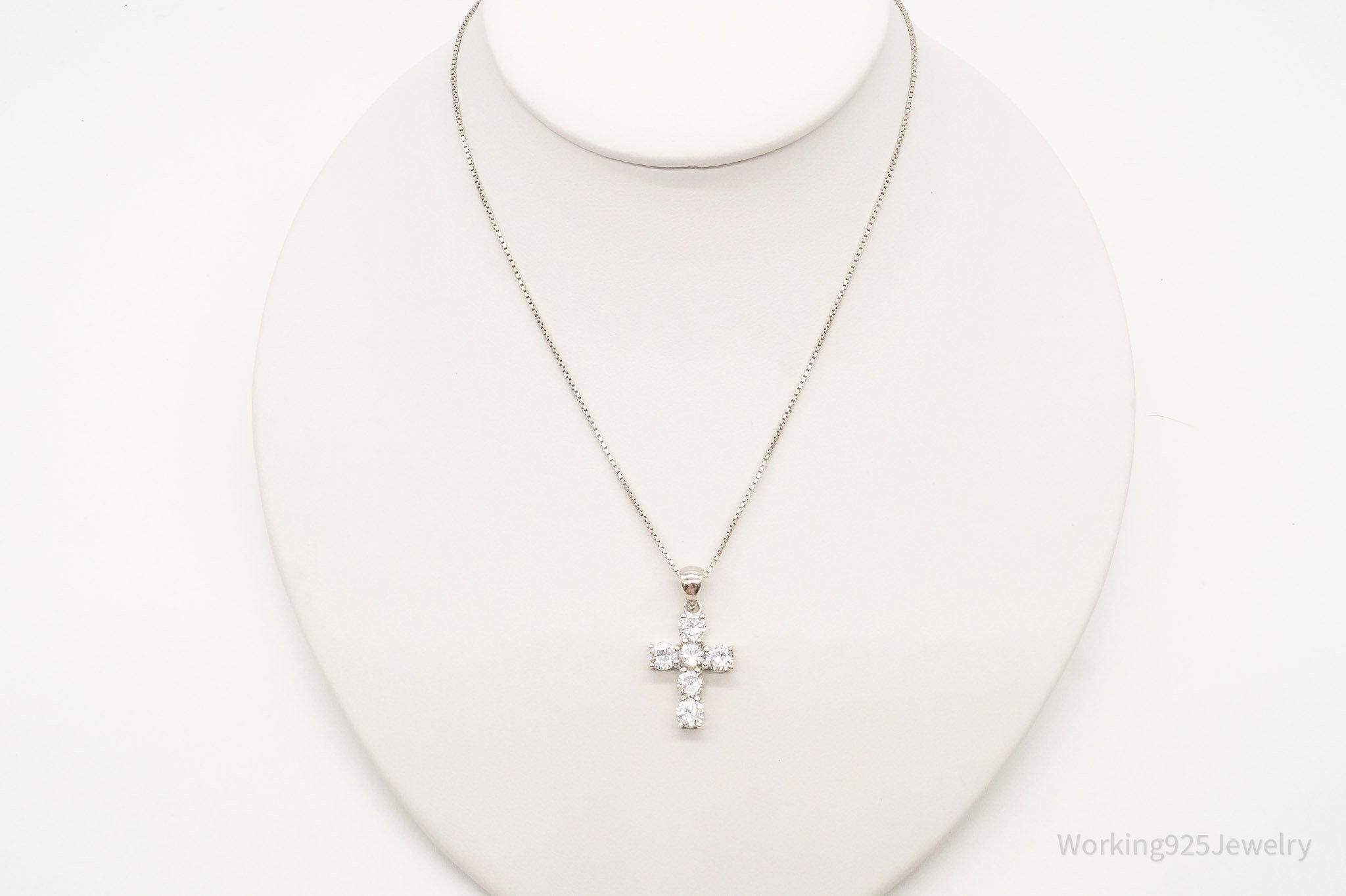 Vintage Cubic Zirconia Cross Sterling Silver Necklace | Jewelry > Necklaces > Pendants | Wiccan Center