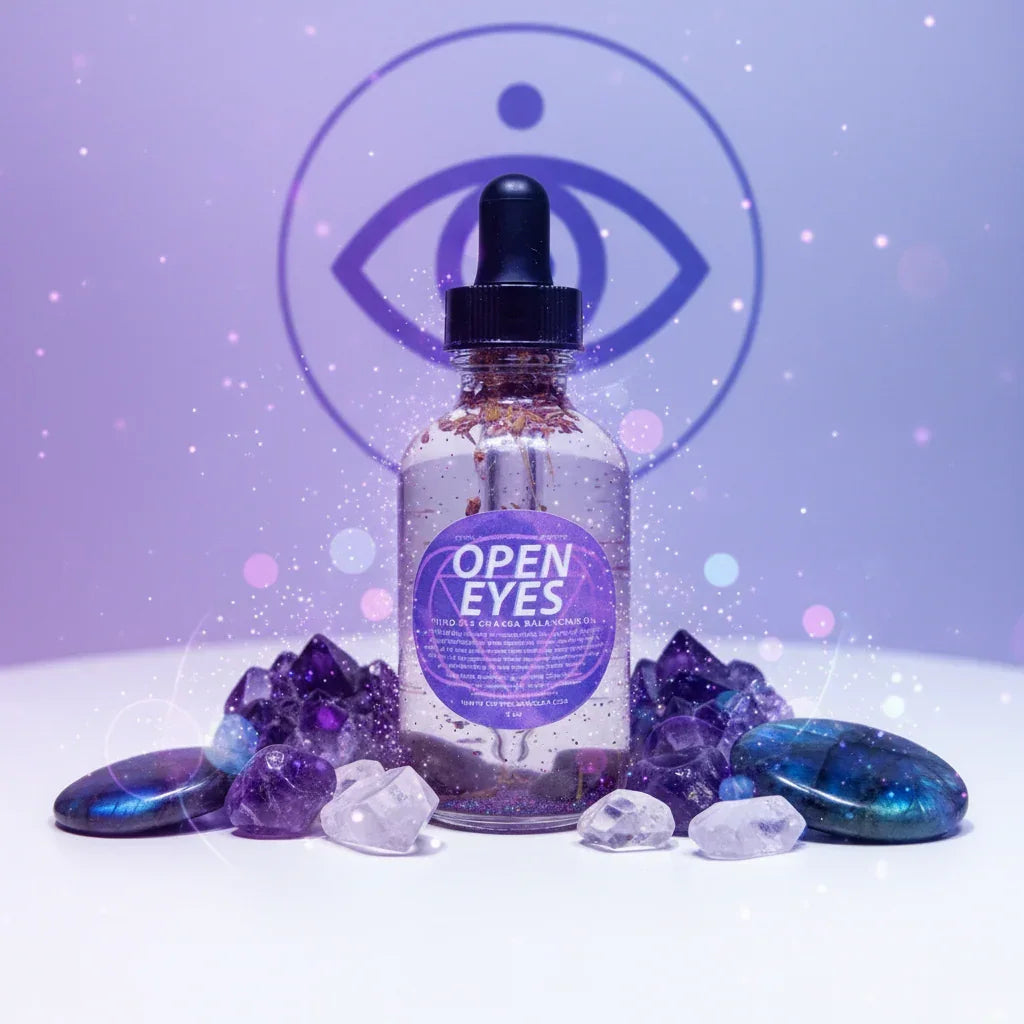 Open Eye Crystal Infused Bath & Body Oil (Third Eye Chakra)