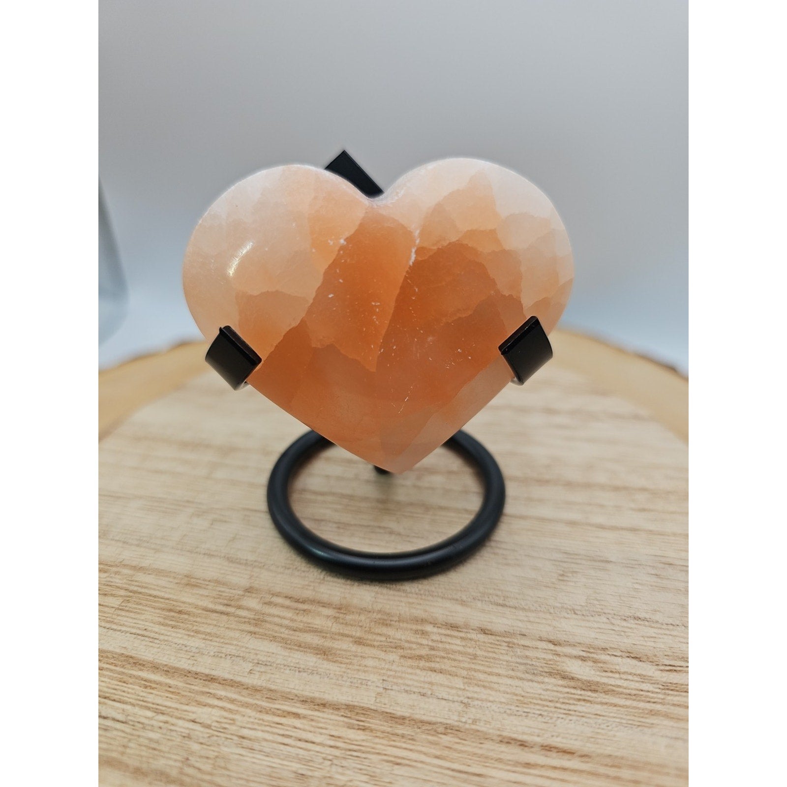 Peach Selenite Palm Stone W/stand 1each | Palm Stones & Tumbled Crystals | Wiccan Center