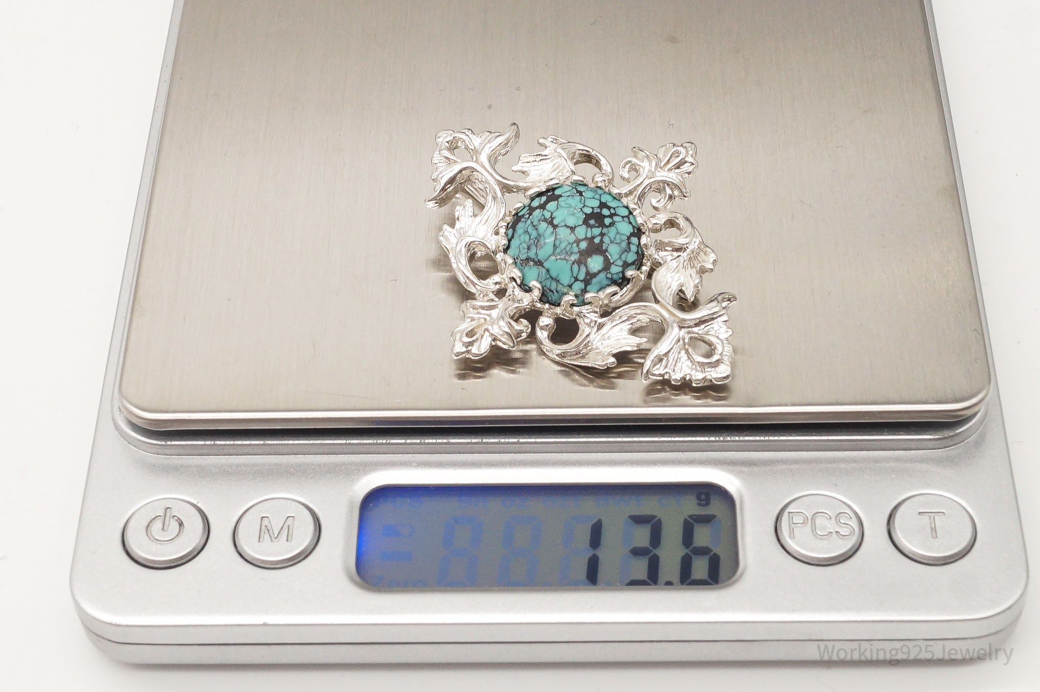 Vintage 1960s Turquoise Sterling Silver Pendant Pin | Jewelry > Necklaces > Pendants | Wiccan Center