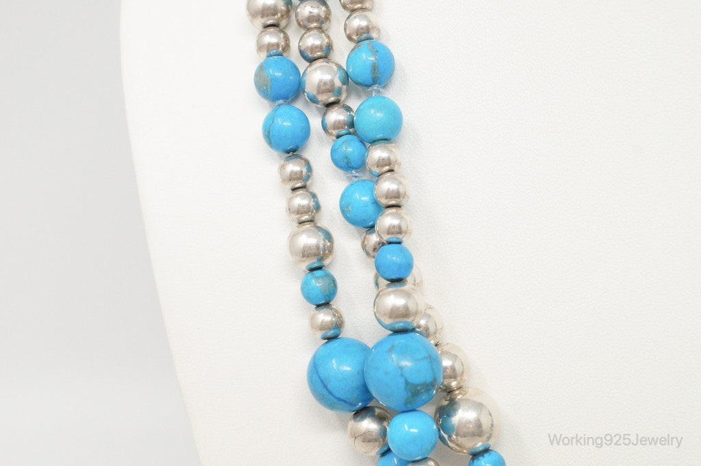 Vintage Native American Turquoise Beaded Sterling Silver Necklace | Jewelry > Necklaces > Pendants | Wiccan Center