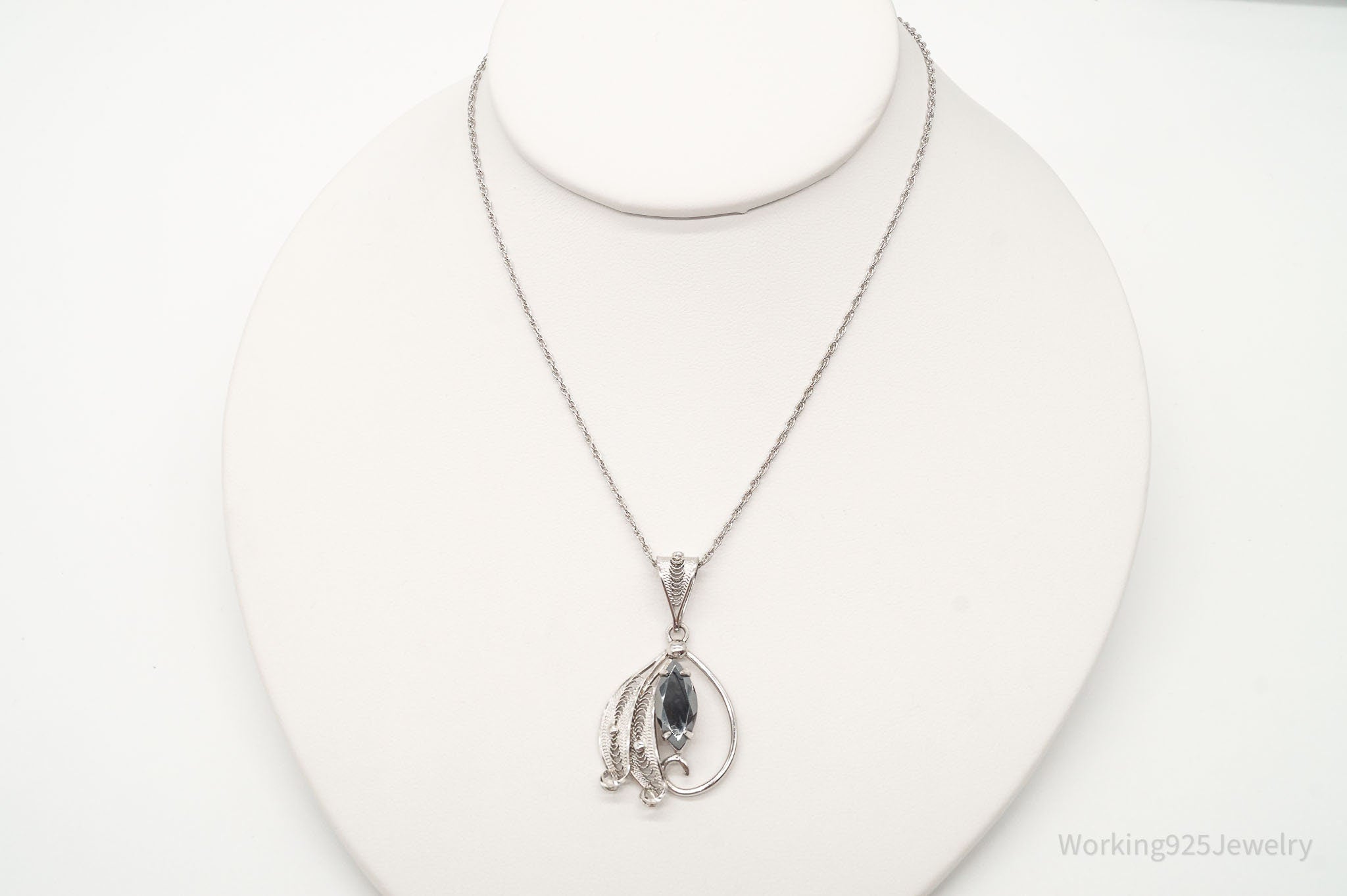 Vintage Designer Sorrento Hematite Filigree Sterling Silver Necklace | Jewelry > Necklaces > Pendants | Wiccan Center