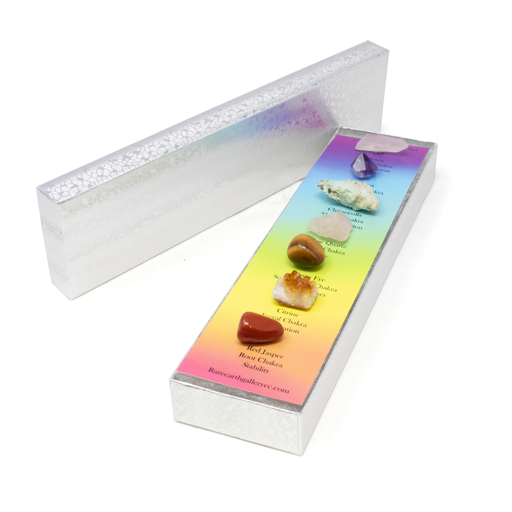 7 Chakra Magnet Set - Set 9 with Quartz Crystal, Amethyst Crystal, Raw Chrysocolla from AZ, Raw Rose Quartz from Brazil, Tumbled Tigers Eye, Citrine Crystal Cluster & Tumbled Red Jasper | | Wiccan Center