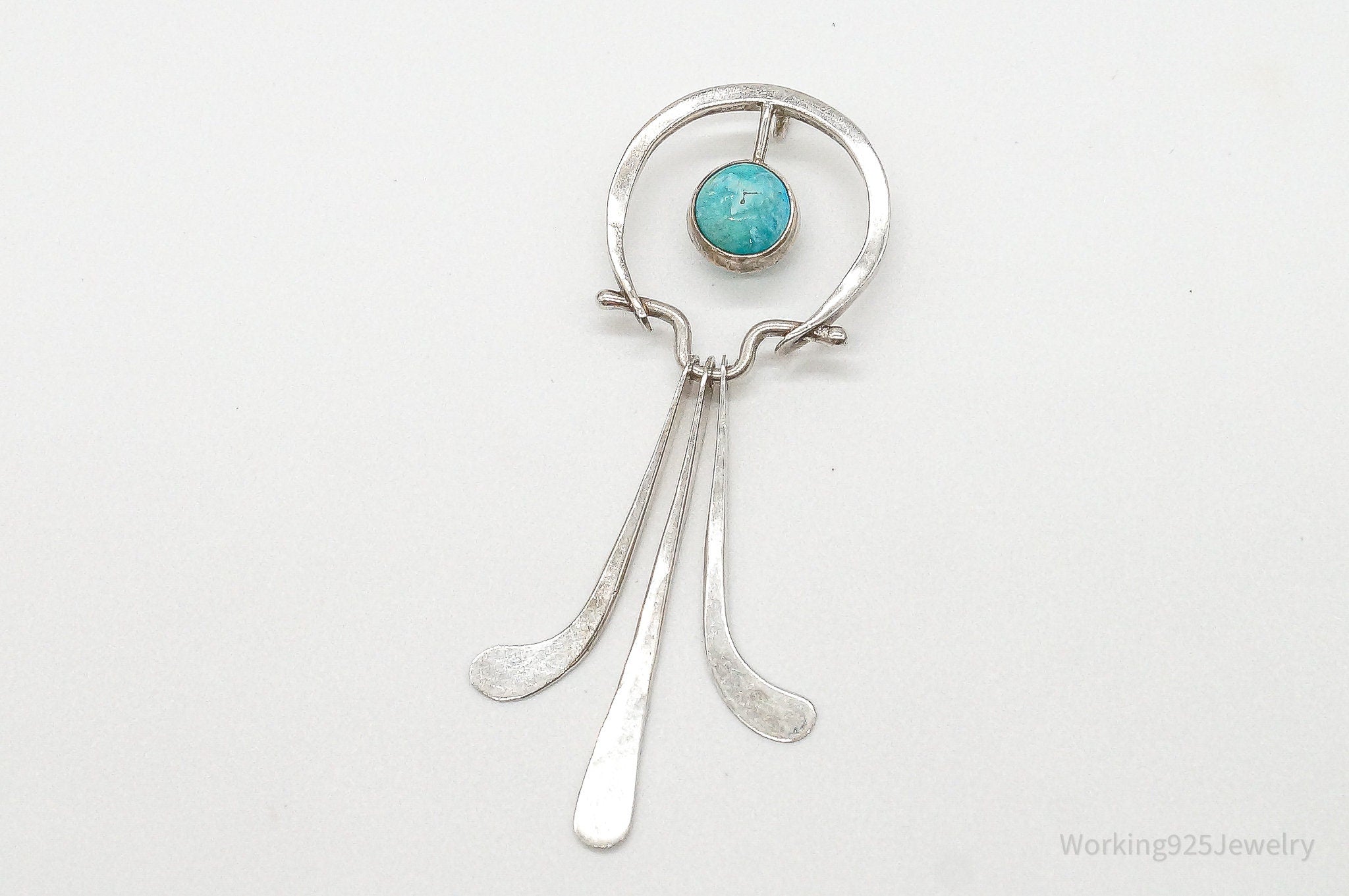 Vintage Modernist Amazonite Sterling Silver Pendant | Jewelry > Necklaces > Pendants | Wiccan Center