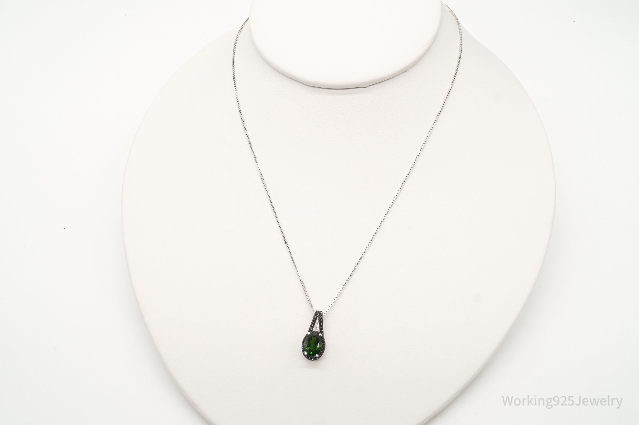Vintage Designer JZ Emerald Black Spinel Sterling Silver Necklace | Jewelry > Necklaces > Pendants | Wiccan Center